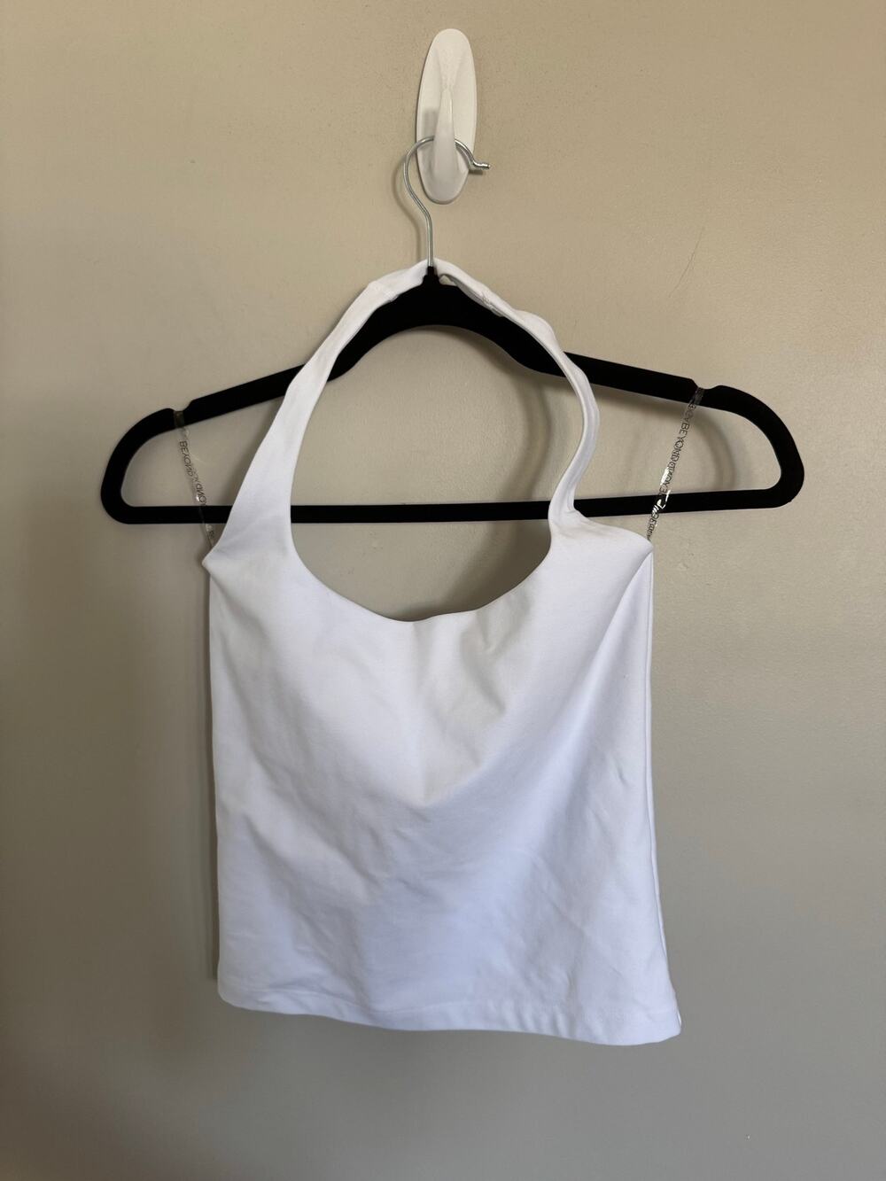 NWOT Beyond Yoga SpaceDye Square Halter Tank in Cloud White SZ S
